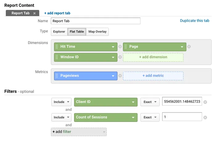 The configuration for above custom report