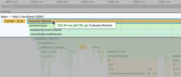 Evaluating my site's main bundle takes 233ms